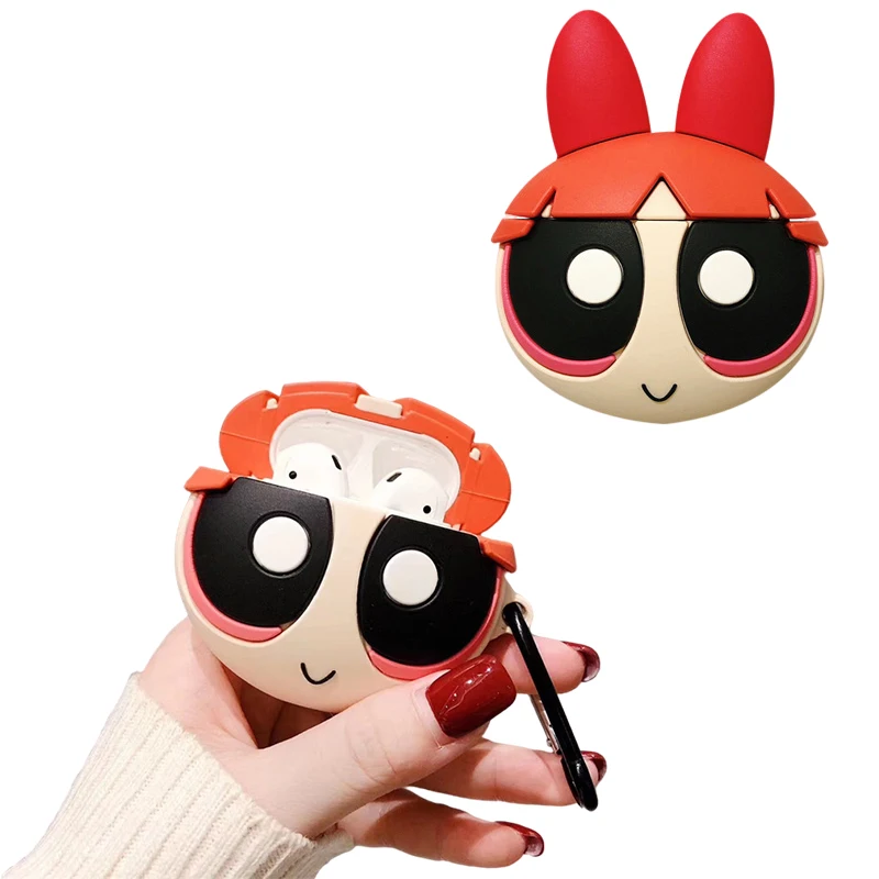 

Kawaii Powerpuff Girls Cover for Apple Airpods3 2 1 Pro Case with Keychain Wireless Headphone Case Bluetooth Earphones Pendent