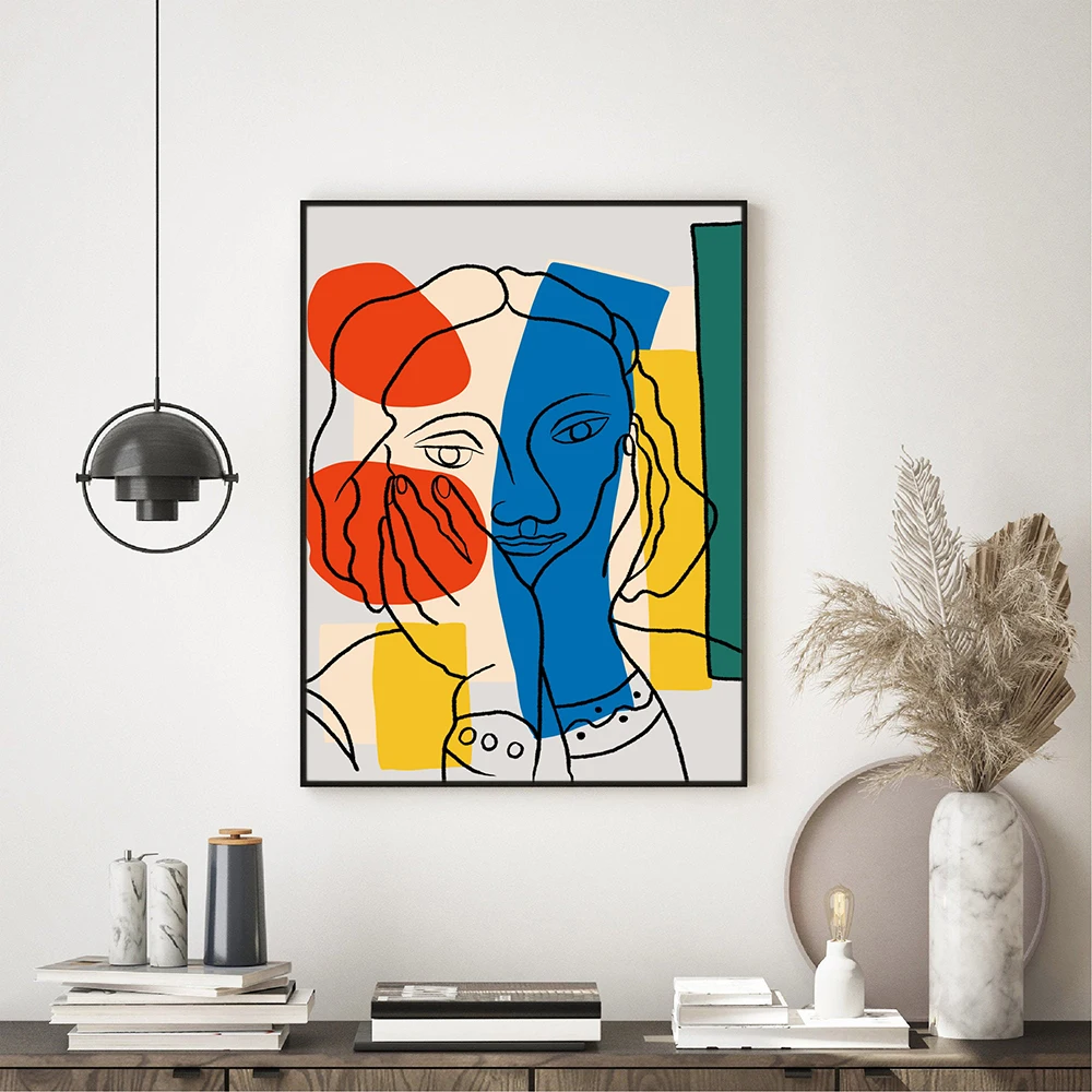 

Abstract Face Line Colorful Minimalist Posters Canvas Painting Wall Art Print Pictures Bedroom Living Room Interior Home Decor