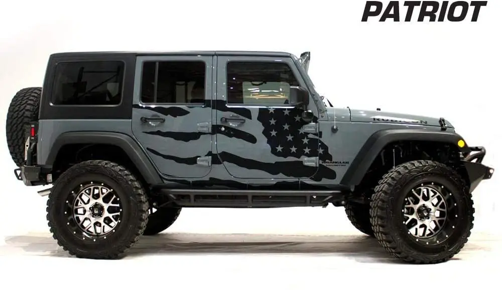 

Заводские поделки Patriot боковой Графический комплект 3M виниловая наклейка обертка совместимая с Wrangler 20072016 матовый черный 2 шт.