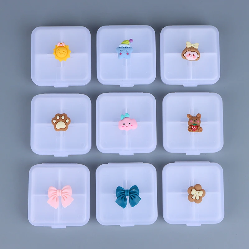 

1PC Pill Case Portable 4 Grids Nordic Pill Box Drug Tablet Medicine Storage Holder Splitter Organizer Container Case
