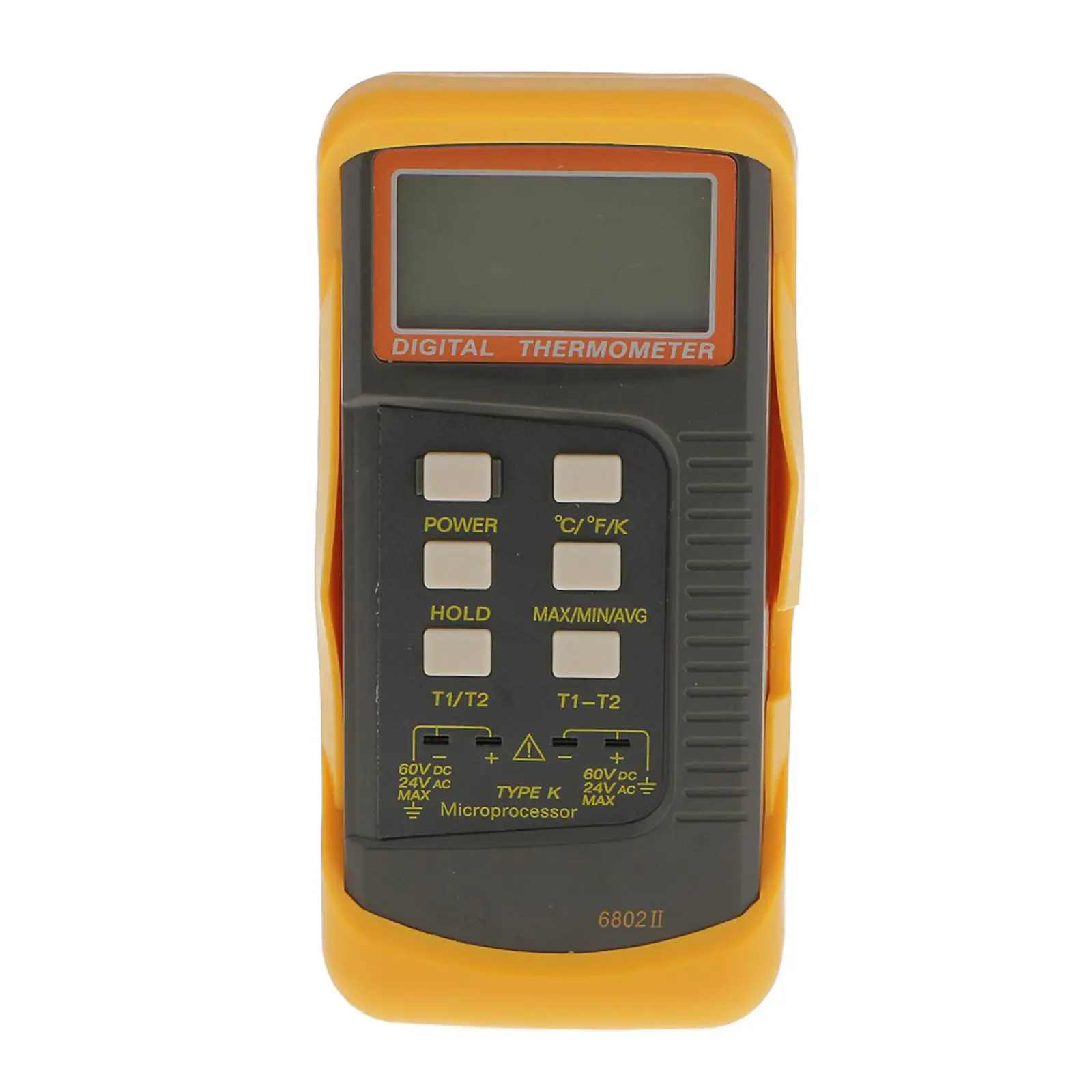 Цифровой ЖК-термометр 2 K-типа двухканальный датчик термопары желтый