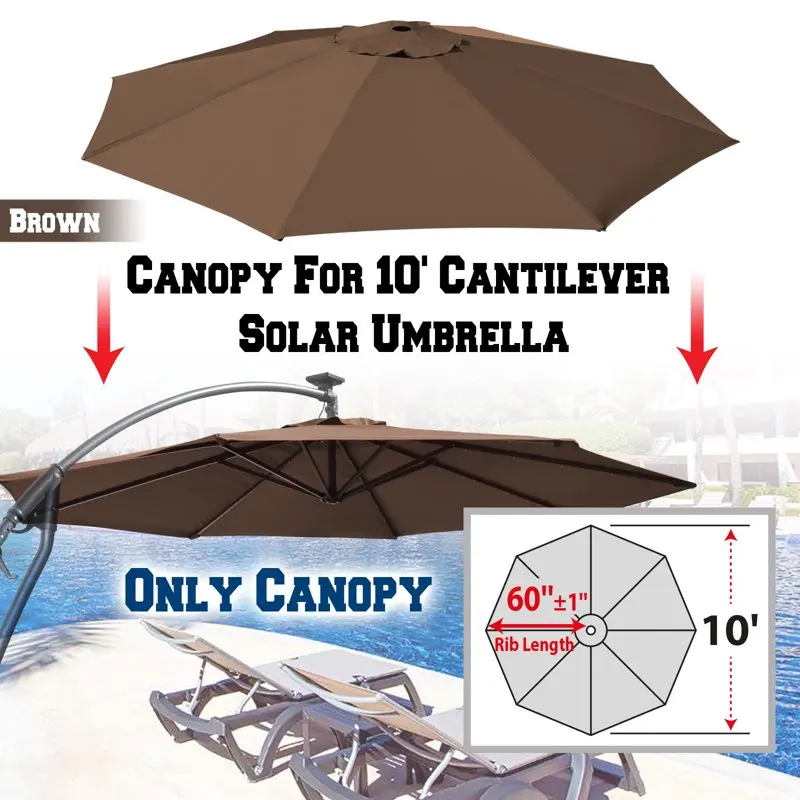 

for 10' Cantilever Patio Umbrella Offest Parasol Top Cover (Tan)