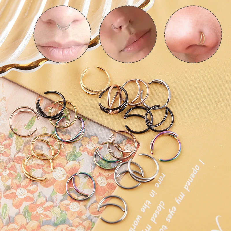 

Moon Nose Ring Hoop Pack Piercing Septum Ring Clip Lip Helix Ear Cartilage Hoop