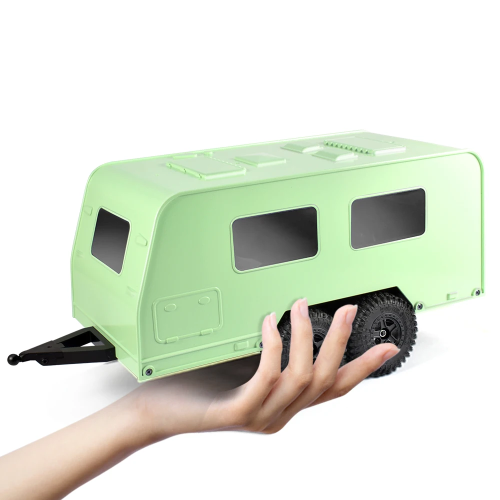 Фото AUSTAR Travel Camper Trailer Simulation RV Vehicle Задняя открытая дверь Двухосевой автофургон с сцепкой для 1/18 RC Crawler TRX4M Upgrade №3