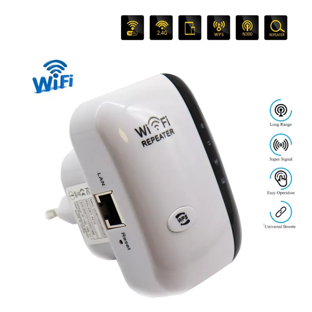 

2023New 300Mbps WiFi Repeater WiFi Extender Amplifier WiFi Booster Wi Fi Signal 802.11N Long Range Wireless Wi-Fi Repeater Acces