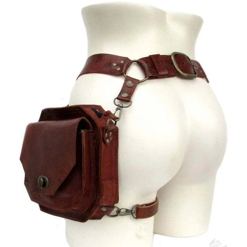 

Medieval Waist Ring Belt Pouch Steampunk Leather Fanny Bag For Women Men Viking Knight Cosplay Costume Motorcycle Thigh Wallet