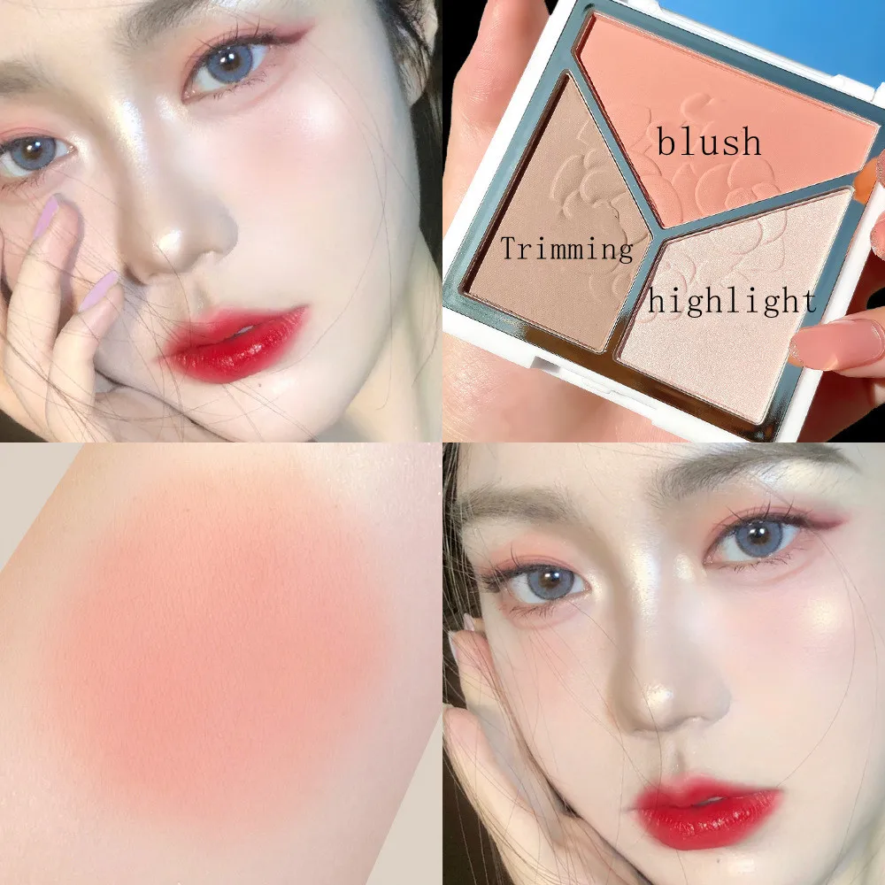 

NEW 3 Colors for Face Makeup Stick Cream Contour Illuminator Makeup Matte Contour Rose Tea Blush High Gloss Palette