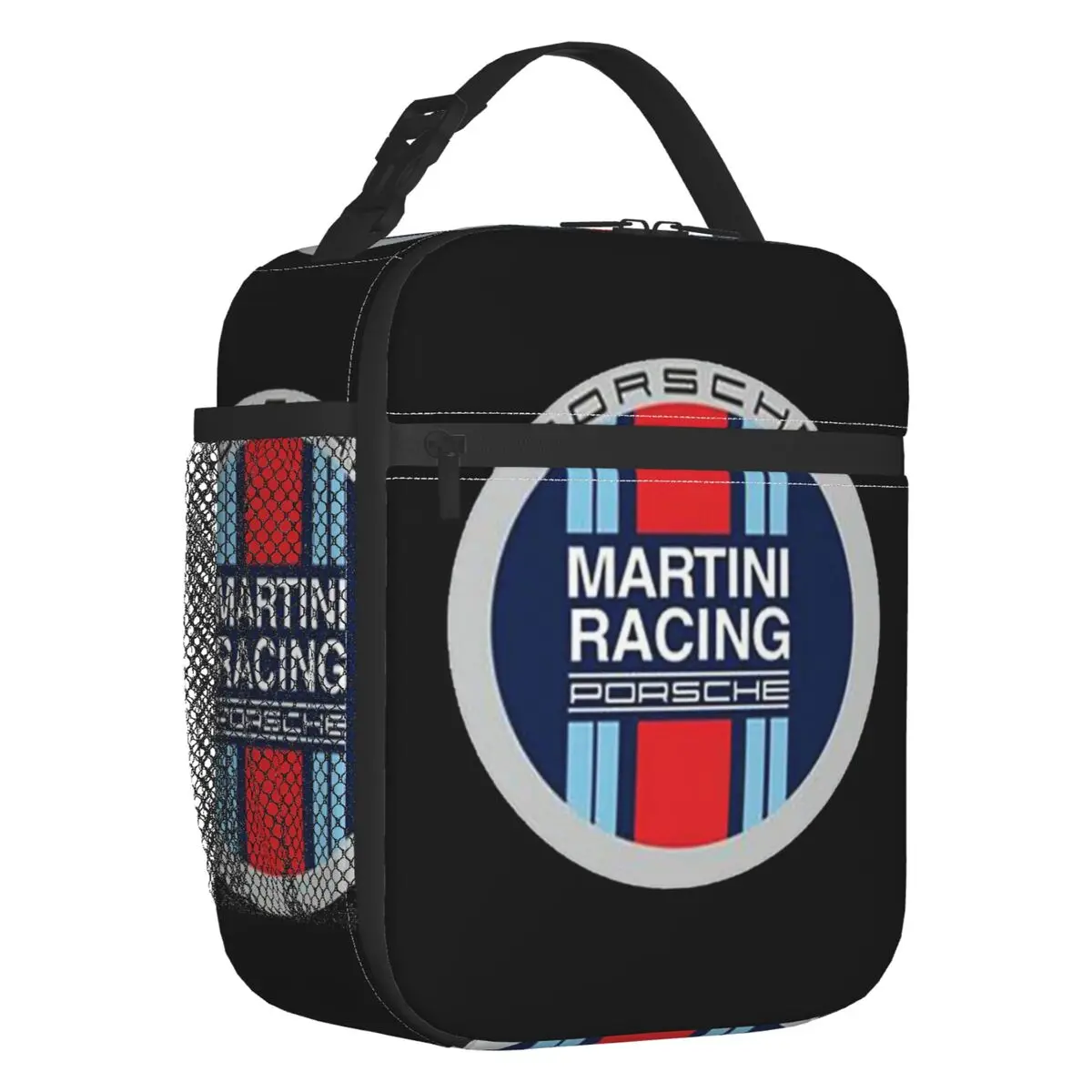 

Martini Racing Team Thermal Insulated Lunch Bag Women Stripe Motor Racing Portable Lunch Tote for School Multifunction Food Box