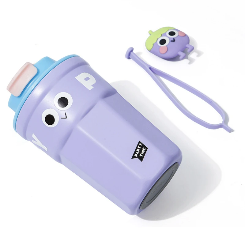 

316 Stainless Steel Vacuum Cup Coffee Cup Cartoon Wind Belt Rope Lift Large Capacity Cold Insulation Anti Drop Sweethearts Cup