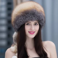 high quality adjustable female fox fur hat winter outdoor sports fashion warm ear protection rex rabbit fur thick and versatile