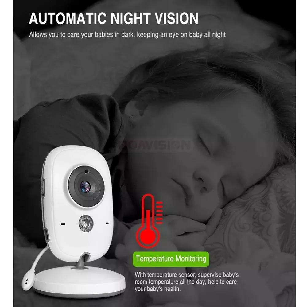 2023New Baby Monitor VB602 IR Night Vision Temperature Monitor Lullabies Intercom VOX Mode Video Baby Camera Walkie Talkie Babys