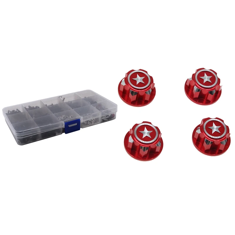 

4PCS Aluminum 17Mm Hex Wheel Nuts Dustproof Anti-Skid For Traxxas X-Maxx & 450Pcs/Set M3 M4 Metal Screws Nuts Box
