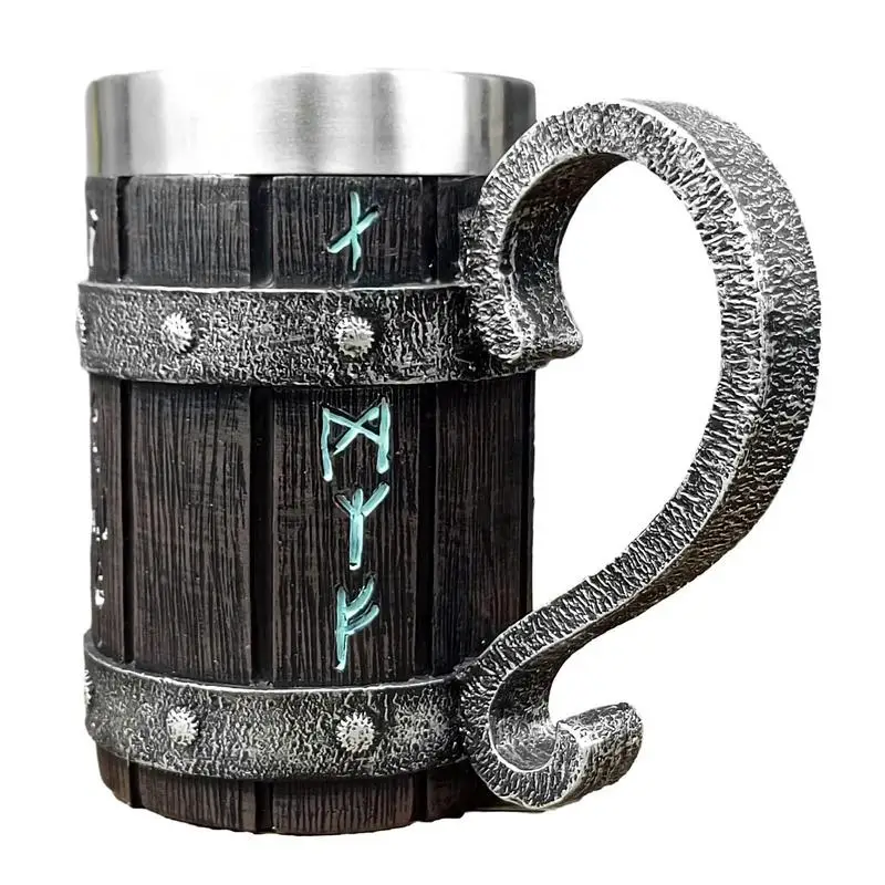 

Beer Mugs With Handles Coffee Cup Double Layer Mugs Warm In Winter And Cool In Summer Thickened 304 Steel Mock Barrel For Coffee