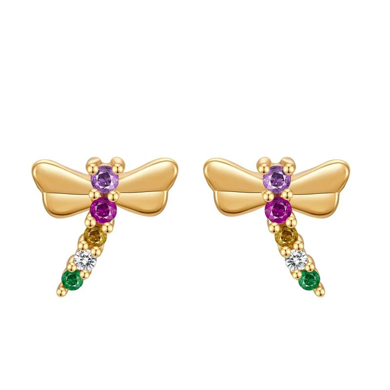 

ROXI Cute Colorful Dragonfly Stud Earrings for Women 925 Sterling Silver Jewelry Earring Crystals Piercings Pendientes Aretes
