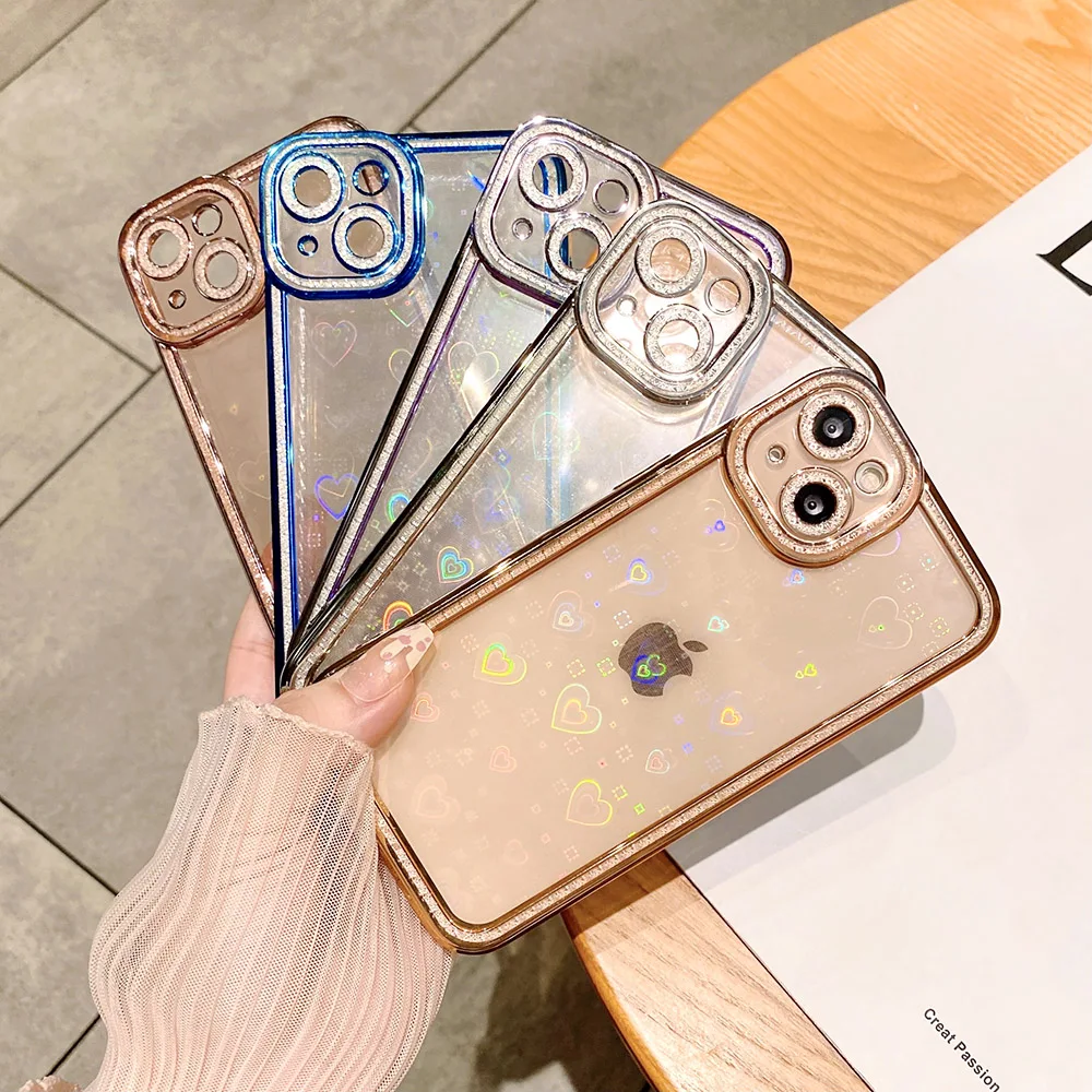 Градиентный лазерный Алмазный чехол для телефона Iphone 13 чехлы силиконовые 11 12 Pro Max