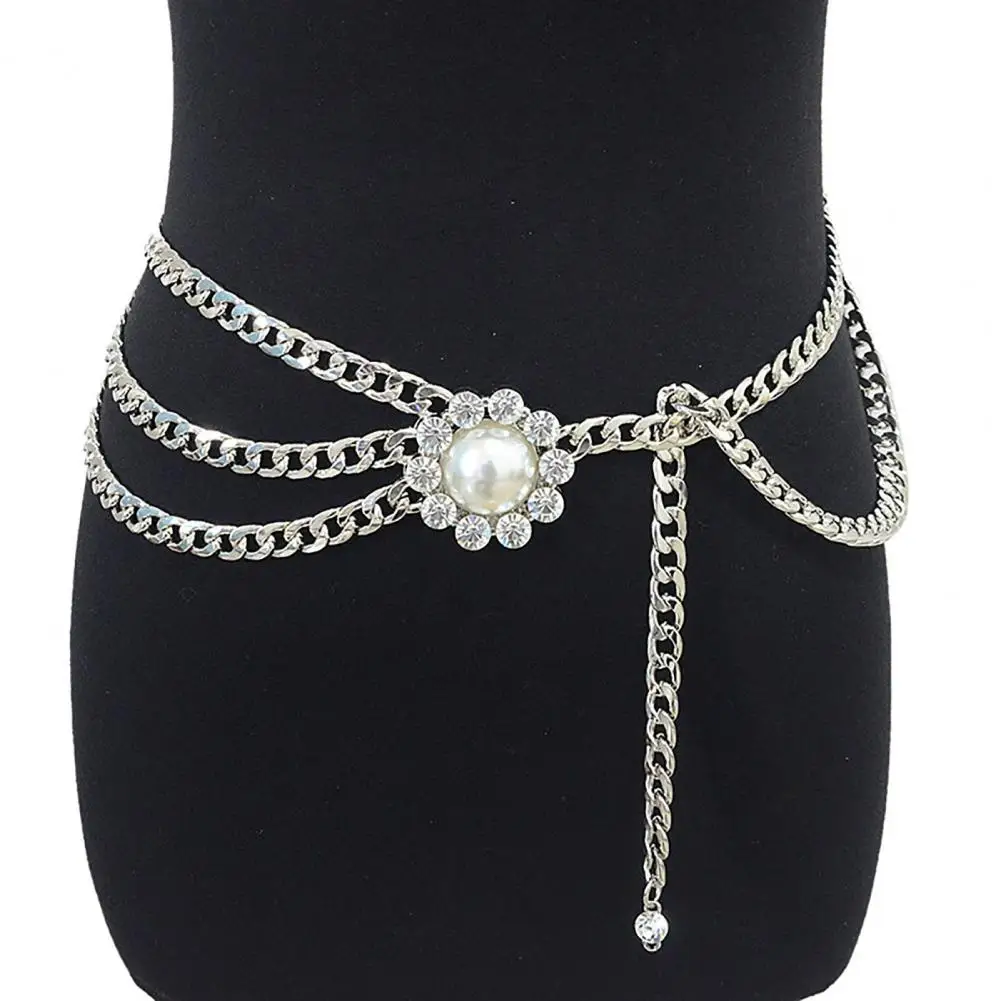 

Attractive Sparkling Rhinestone Imitation Pearl Girls Waist Belt Waist Chain Clothes Accessories Fashion Jewelry