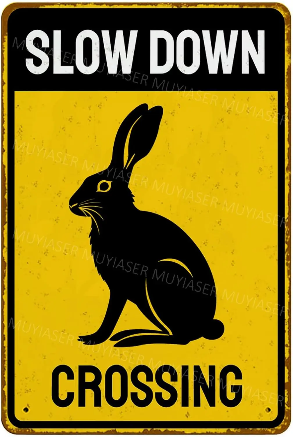 Metl Sgn Rbbt Slow Down Crossng lumnum Tn Sgns Wrnng для забора на открытом воздухе Yrd Wll Декор 8x12 nch