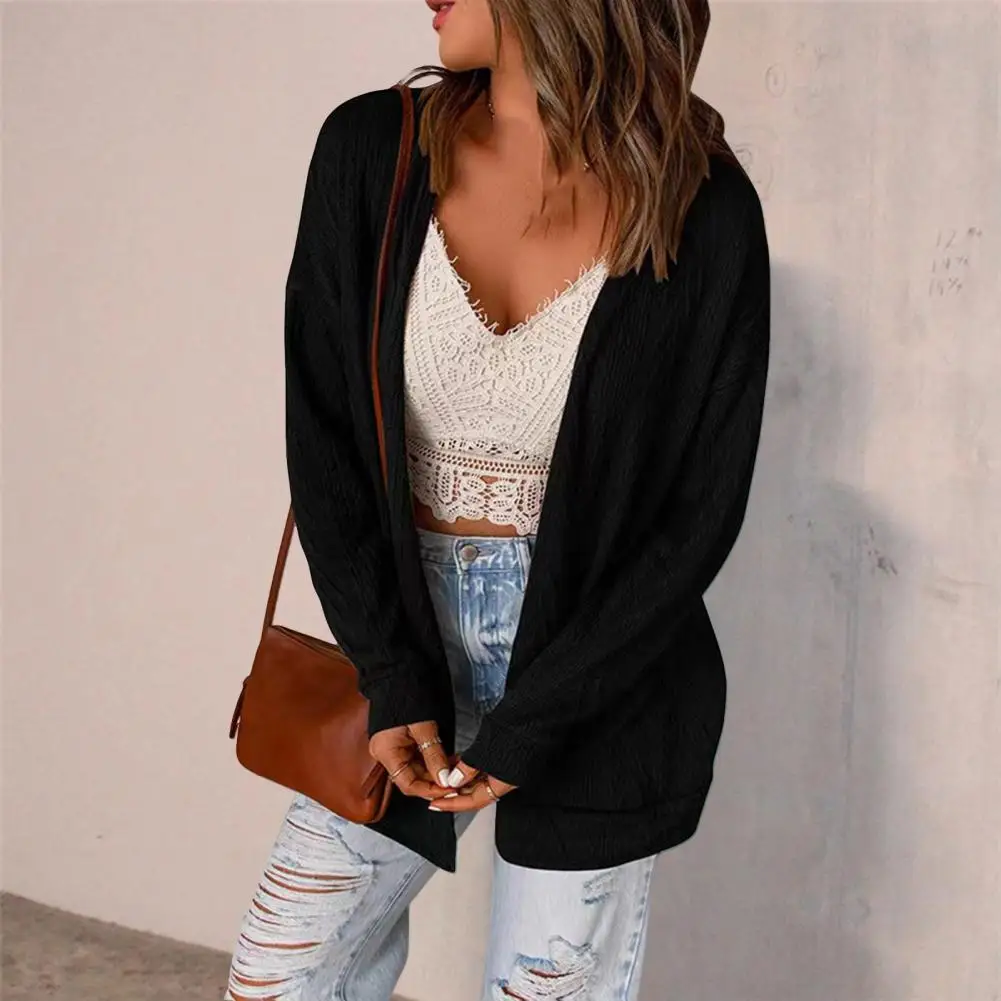 

Chic Women Sweater Coat Long Sleeves Knitting Thermal Wear-resistant Elastic Autumn Coat