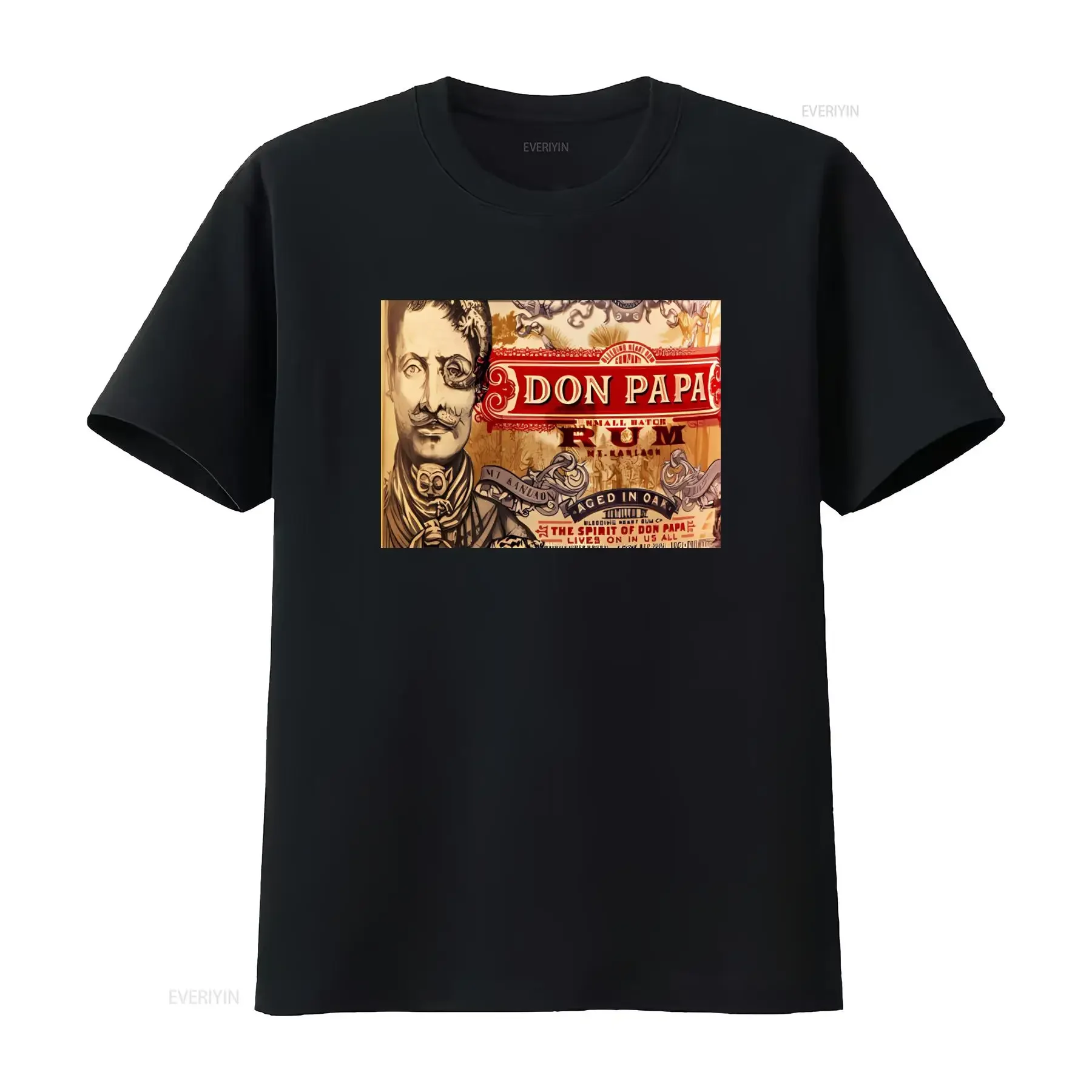 Фото Футболка Don Papa Rum Classic Logo в винтажном стиле для мужчин, мягкая стильная футболка с эффектом потертости для повседневной носки, homme №1