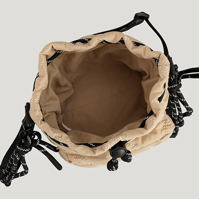 New Air Cushion Cotton Bucket Women's Bag Little Popular Nylon Rhombic Drawstring Shoulder Bag Versatile Pleated Handbag Women