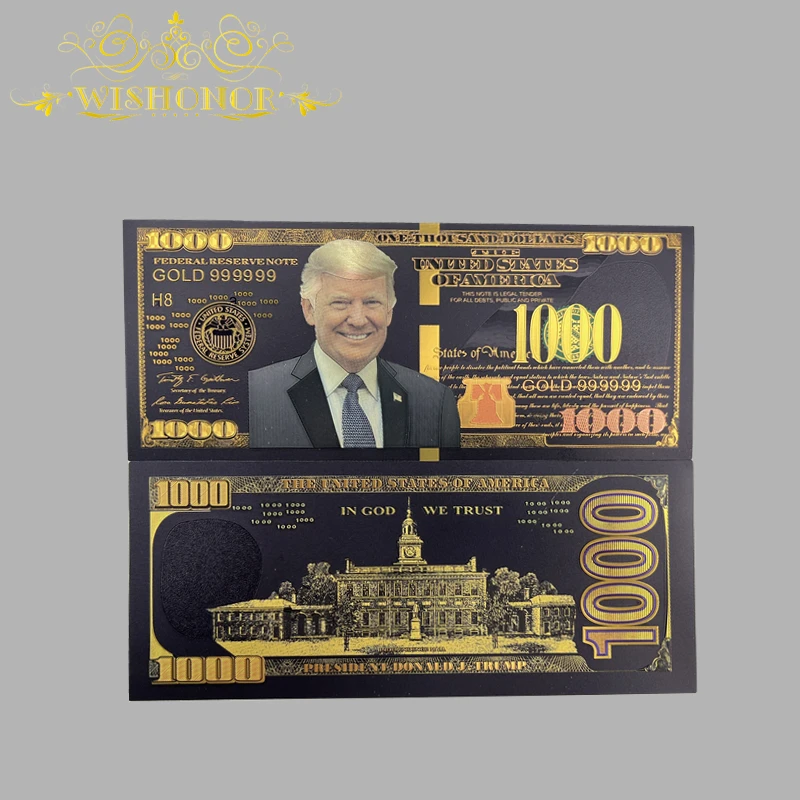 

10 pcs/lot America Trump Donald John Trump Banknote in 24K Gold Plated For Collection