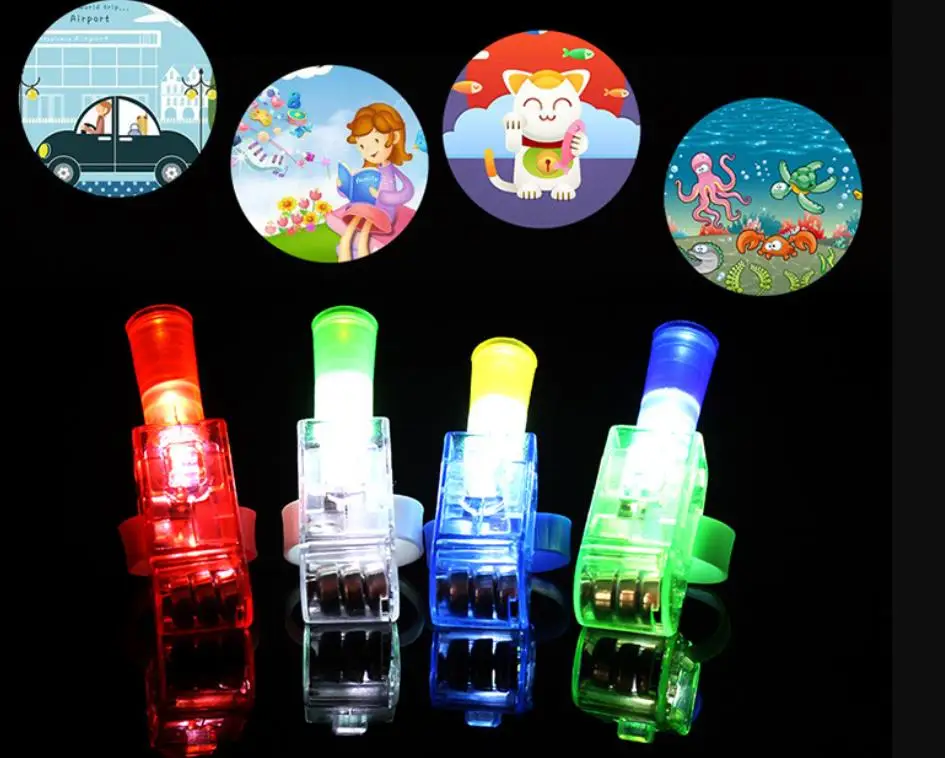

50pcs Cartoon Finger Projection Ring Glow Party Favors LED Light Up Flash Rings Kids Adult luminous Toy Birthday Present