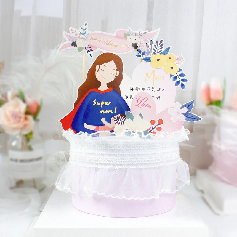 Топпер для торта на день матери Цветочная корона украшение мамы рождения кексов