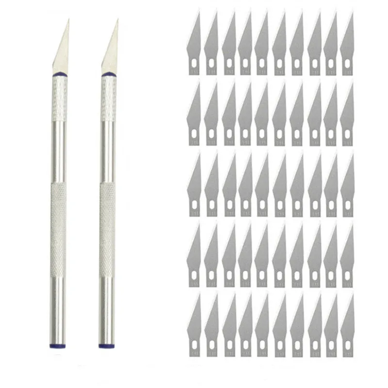 

Metal Engraving Scalpel Knife Kit Tools with 5/10/20/50pcs Blades Cutter Craft Knives for Art Sticker PCB Mobile Phone Repair