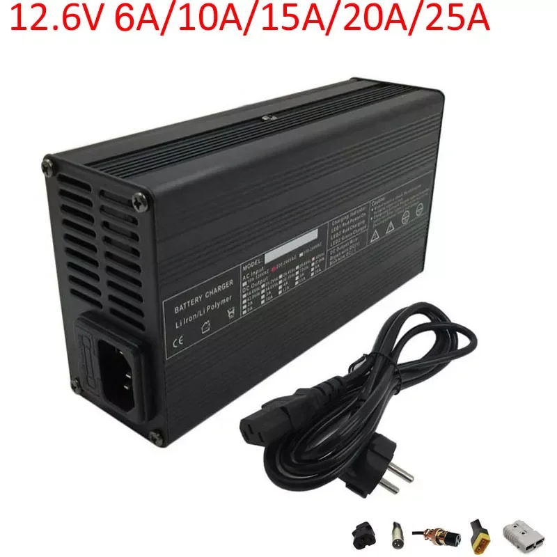 

12V 12.6V 6A 10A 15A 20A 25A Lithium Battery Charger For 3S 10.8V 11.1V 12 Volt Li-ion Solar Energy Storage Scooter RV Charger