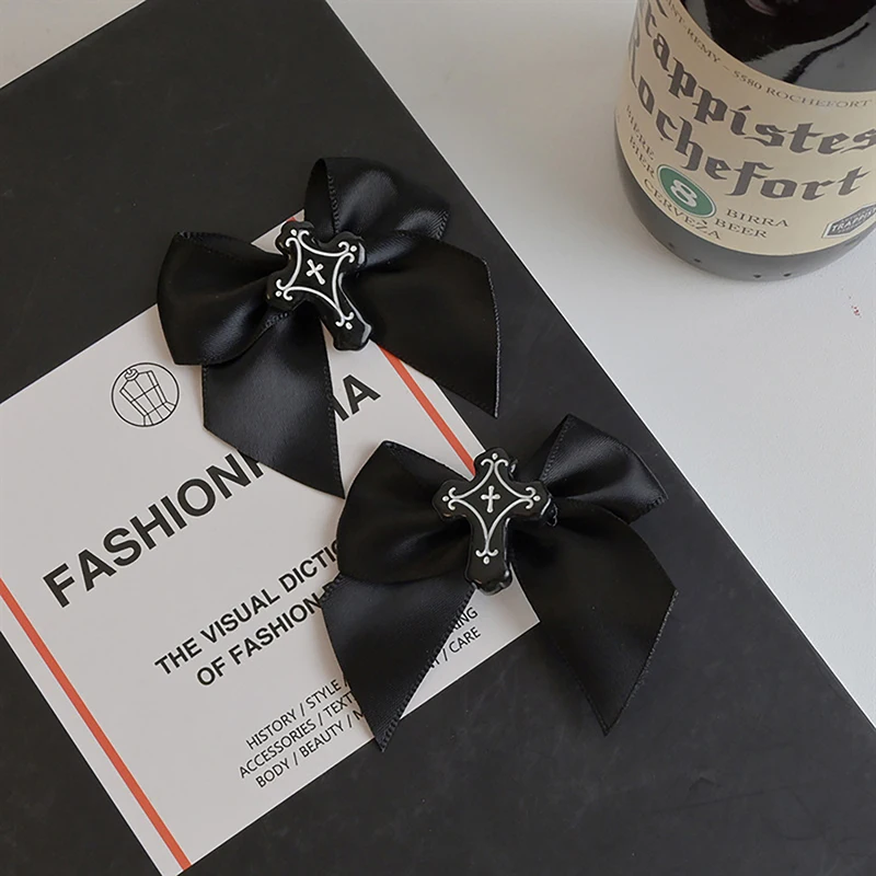 Женская заколка для волос в виде черного банта