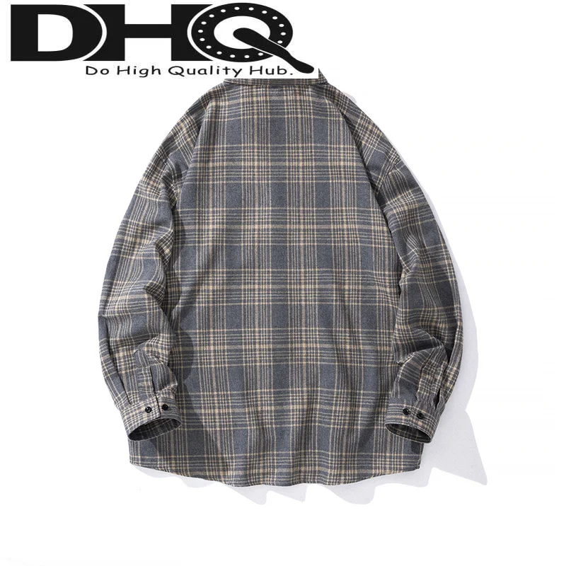 

Quality Tops Plaid Man Vintage Oversized Shirts High Autumn Spring Men Long Sleeve Shirt Male Trendyol Casual Flannel Blouses