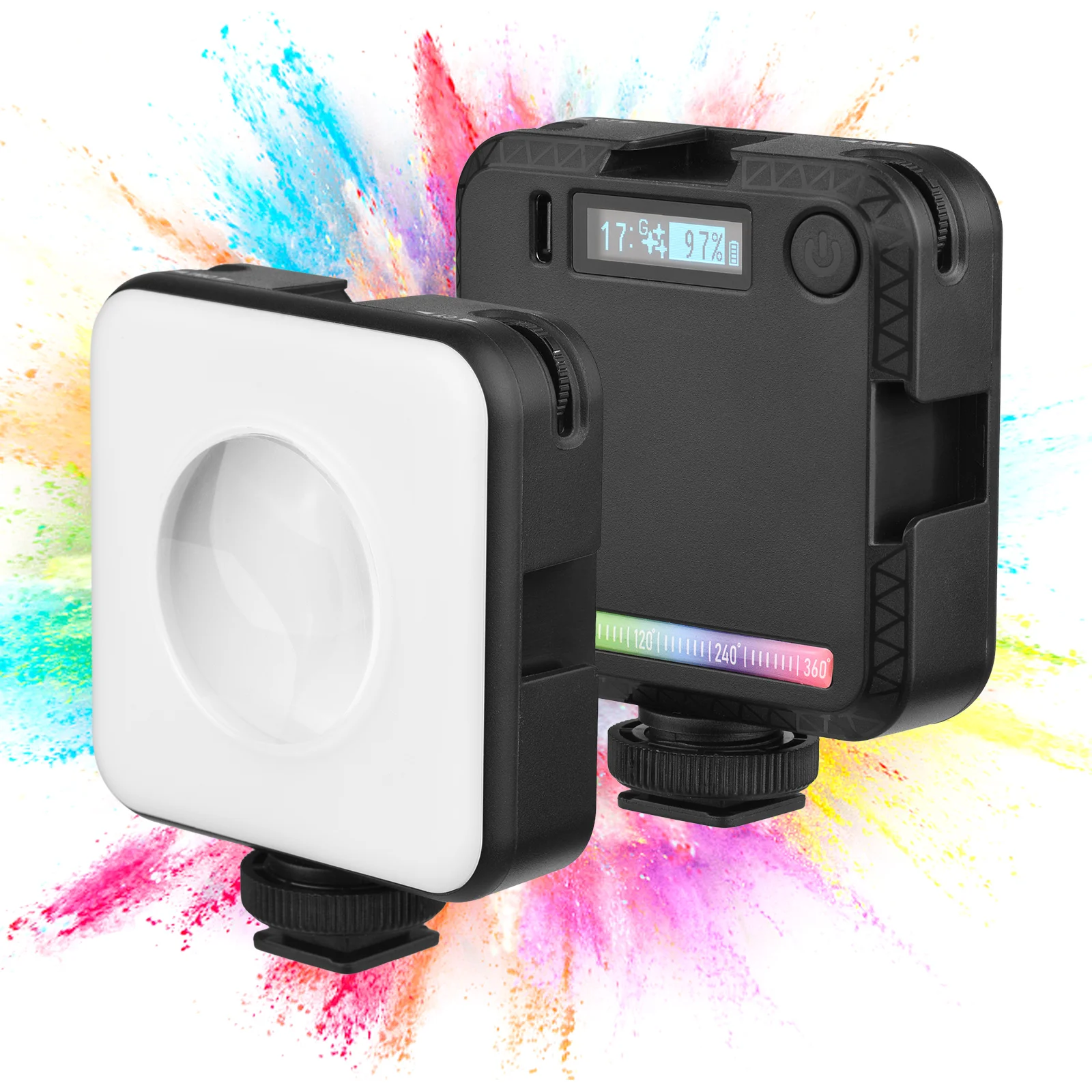 

Портативный мини RGB Светодиодный светильник для видеосъемки, окружасветильник свет 2500K-9000K CRI 95 + Холодный башмак 1/4 ", отверстие для винта для ...