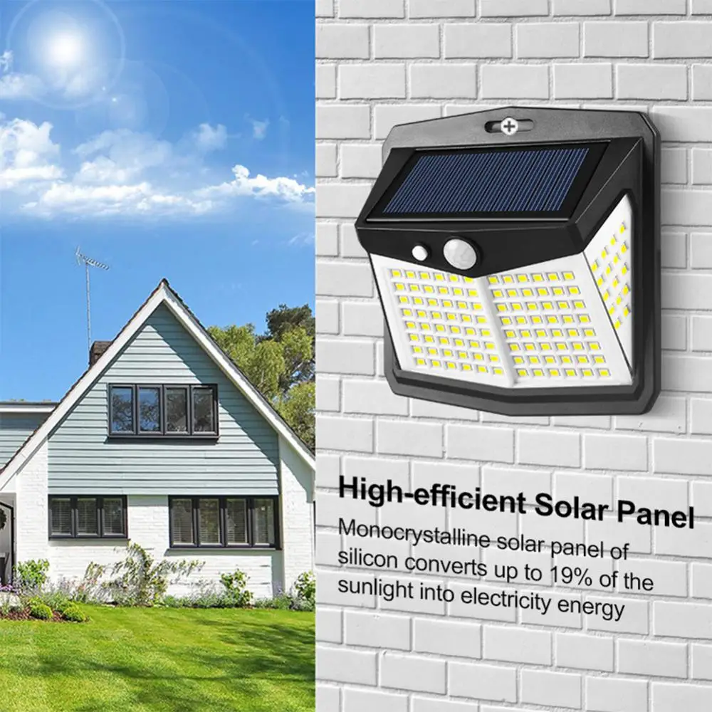 

128 LED Solar Lamp Outdoor Waterproof Solar Powered Spotlights PIR Motion Sensor Street Light For Garden Courtyard Decoration