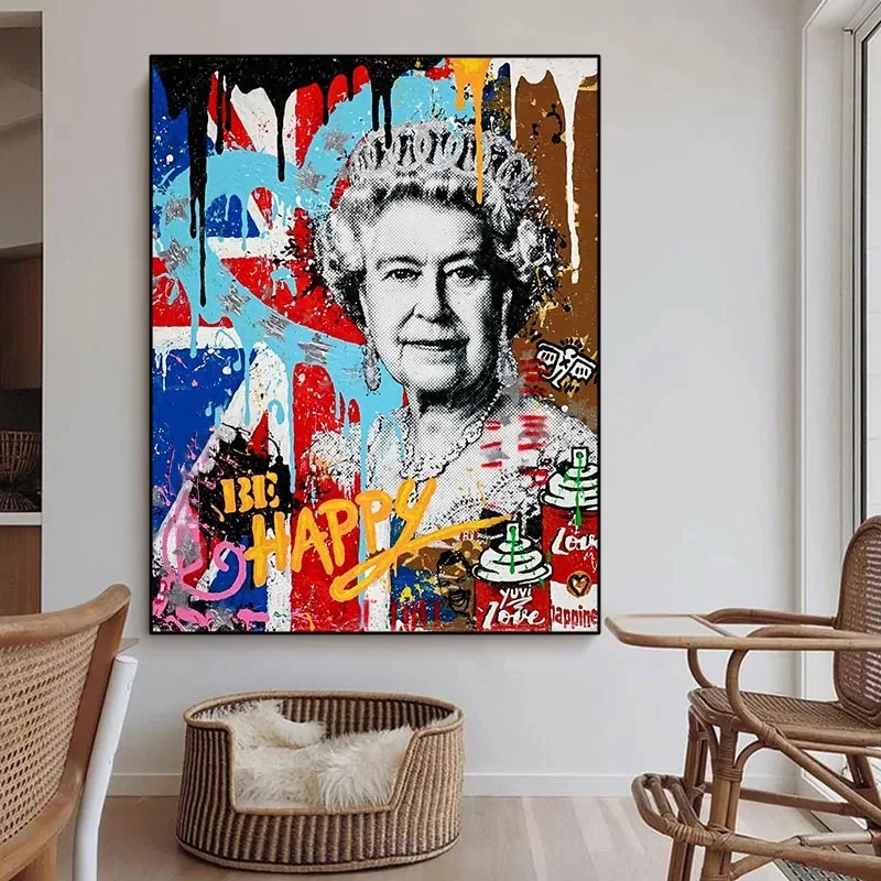 Картина постер на холсте Элизабет II принты поп-арт абстрактная английская