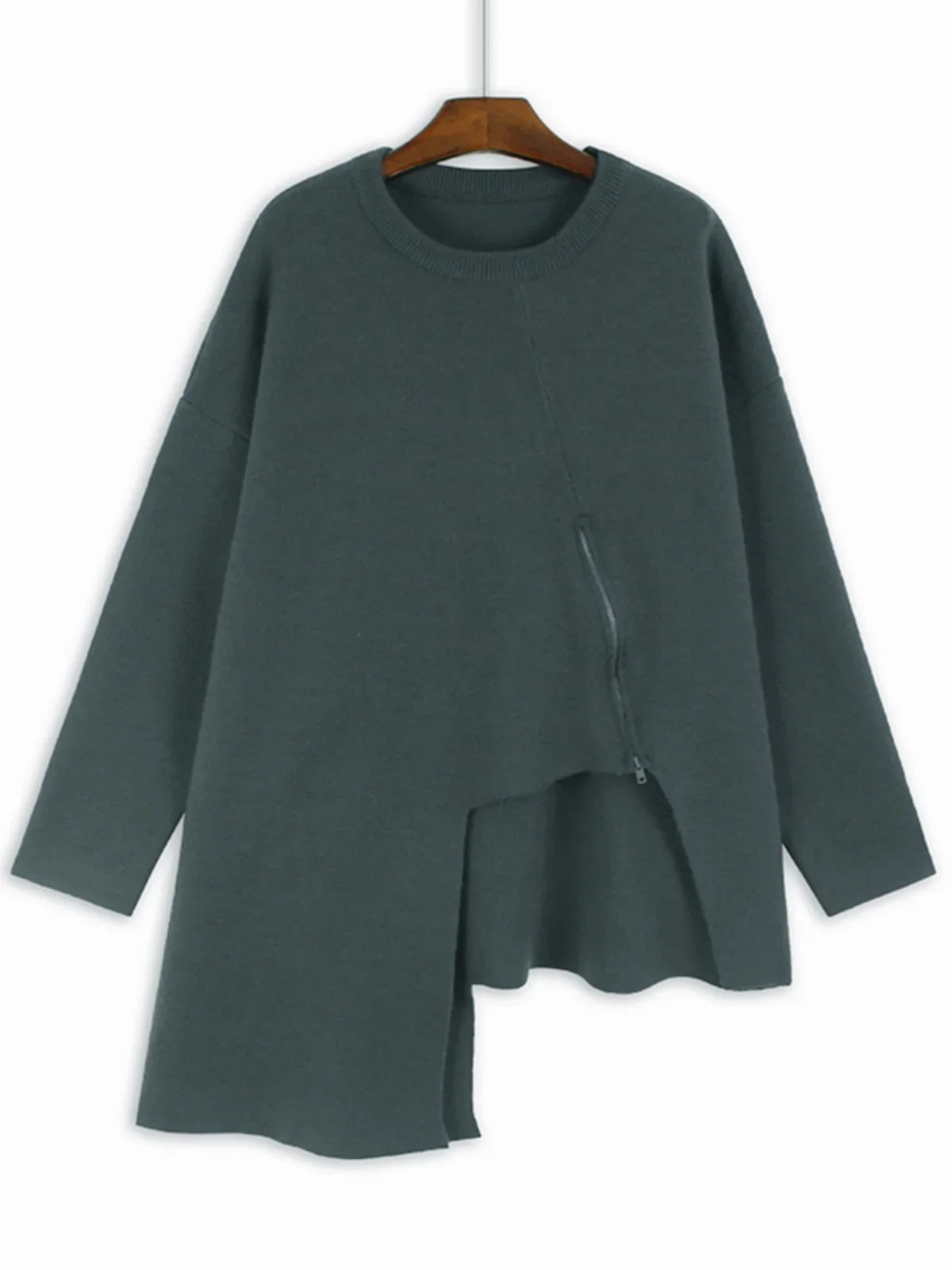 SuperAen корейский стиль модный дизайн асимметричный свитер на молнии женский