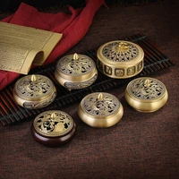 1 piece incense burner carved pure copper sandalwood three legged stove office home chinese style incense burner with lid