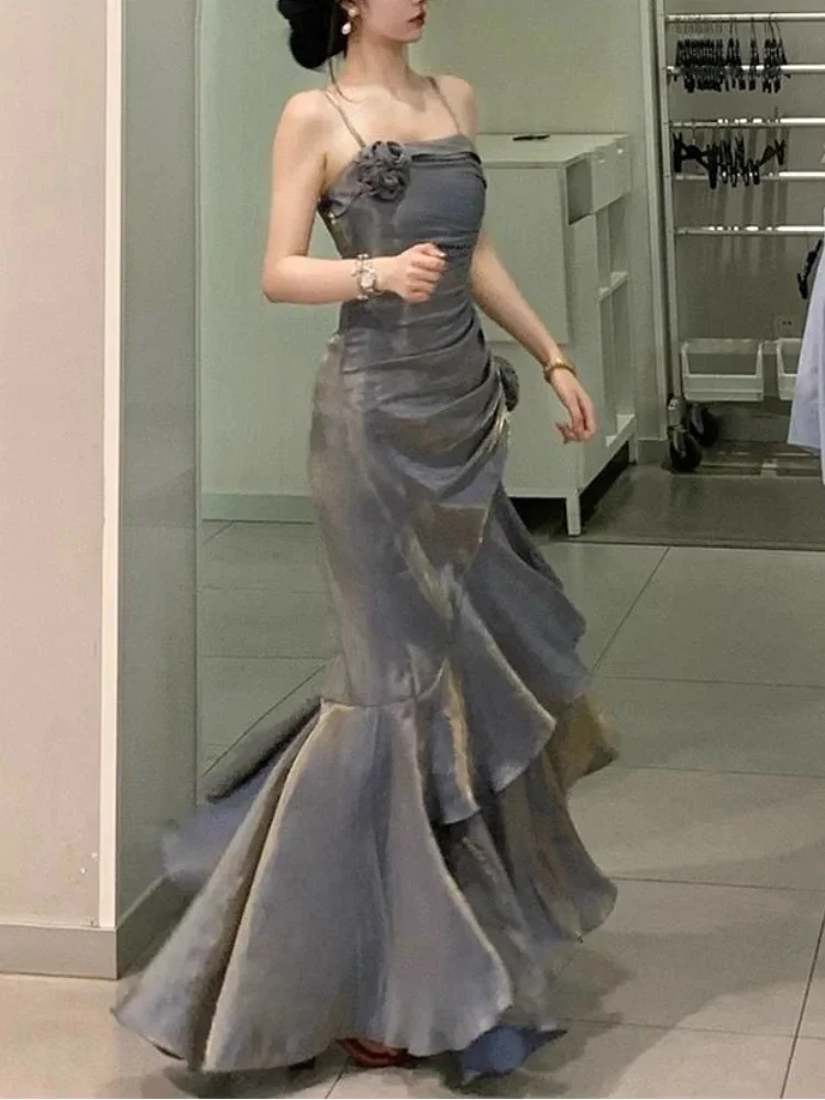 Женское бархатное платье-русалка элегантное винтажное облегающее длинное