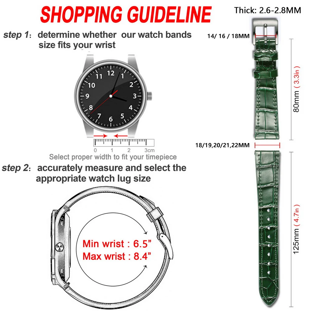 HEMSUT High Quality Genuine Leather Watch Band Quick Release Handmade Cow Leather Straps For Men 18MM 20MM 21MM 22MM