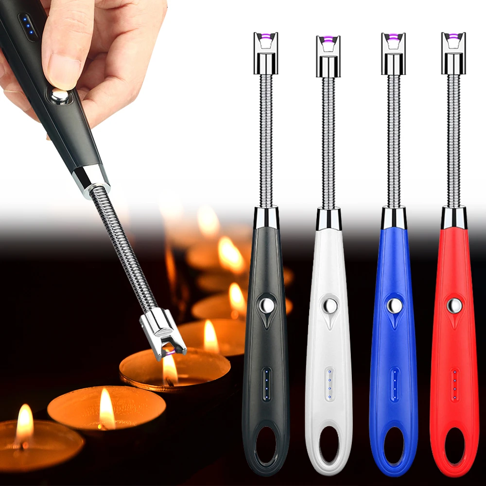 

USB Rechargeable Kitchen Windproof Flameless Electric Plasma Arc Lighter 360 Degree Rotating Gas Stove Barbecue Candle Lighter