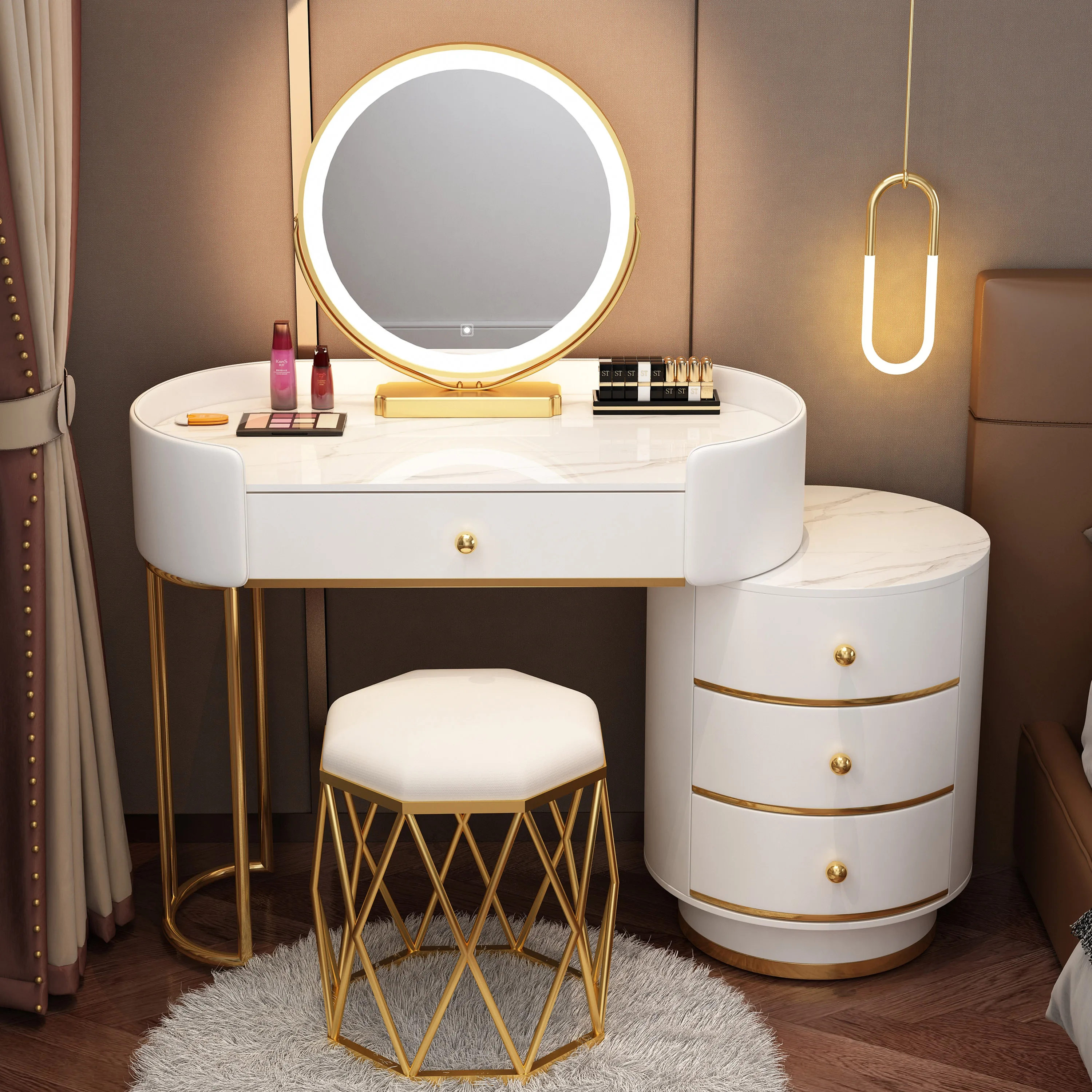 

Роскошный мобильный туалетный столик с выдвижными ящиками, аксессуары для спальни, белый консоль, наборы мебели для гостиной