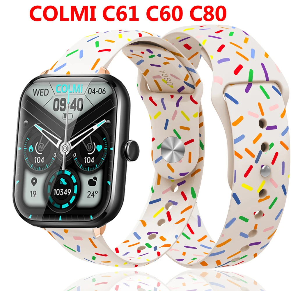 

Rainbow Silicone Watch Strap for COLMI C61 C60 C80 Wristband for COLMI C80 Candy Silicone Watch Strap Sports Watchband