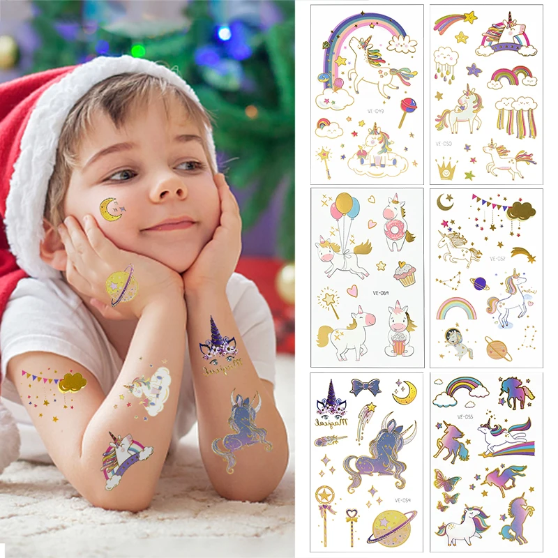 

5/10pcs Kid Cartoon Unicorn Temporary Tattoo Stickers Cute Children Body Art Waterproof Fake Tattoos Kids Birthday Party Decor