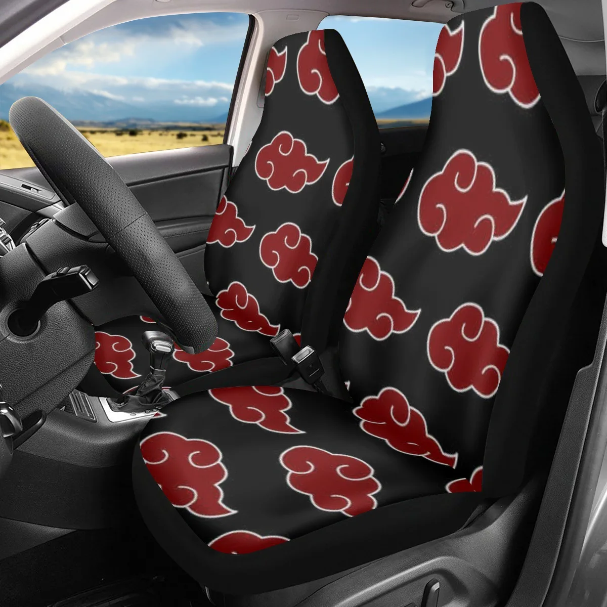 

2 шт. чехлы на автомобильные сиденья с аниме Наруто, защитный чехол на переднее сиденье автомобиля, аксессуары для интерьера Акацуки, декоративная подушка