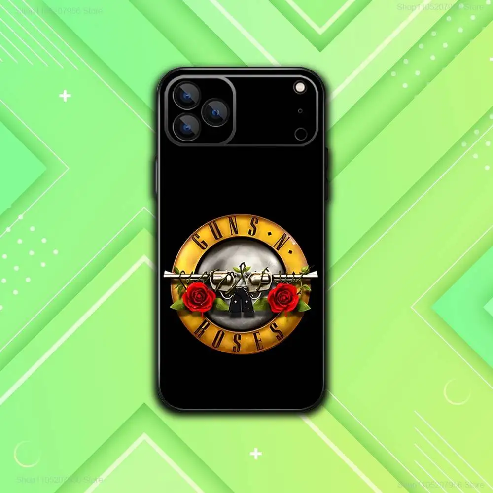 Фото G-Guns N Cool Roses для iPhone 11,12,13,14,15,16,17, Plus,E,Air,Pro,Max,Mini Черный мягкий чехол для телефона №3