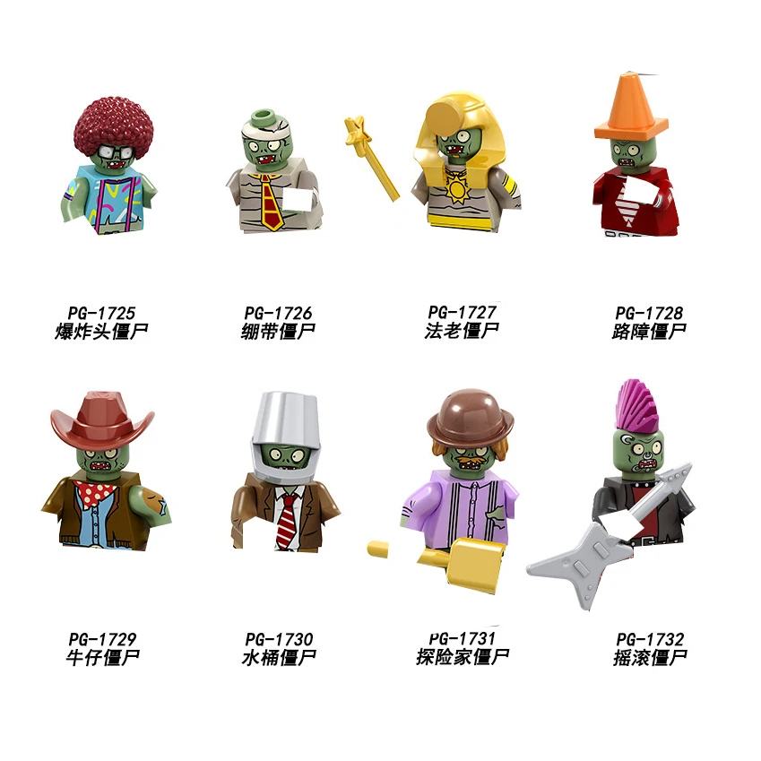

PG8197 Plants vs Zombies Bricks Building Blocks Anime Cartoon Mini Action Figures Heads Assembly Toys Kids Birthday Gifts