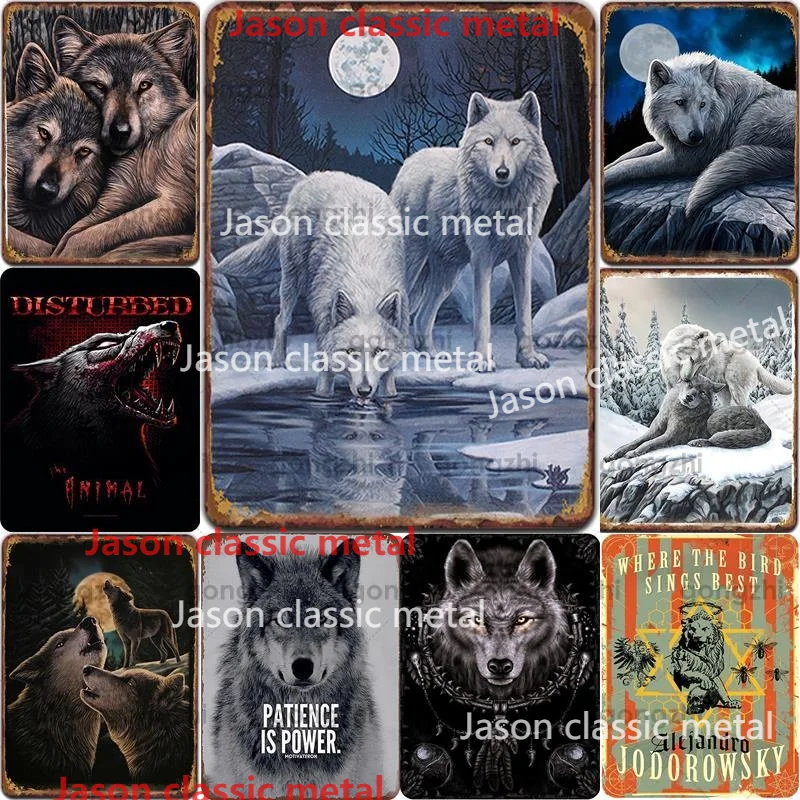 

Metal Poster Wolf Decoration Plate Tin Sign Vintage Plaque Wild Animal Retro Art Wall Club Party Decoration Metal wall art