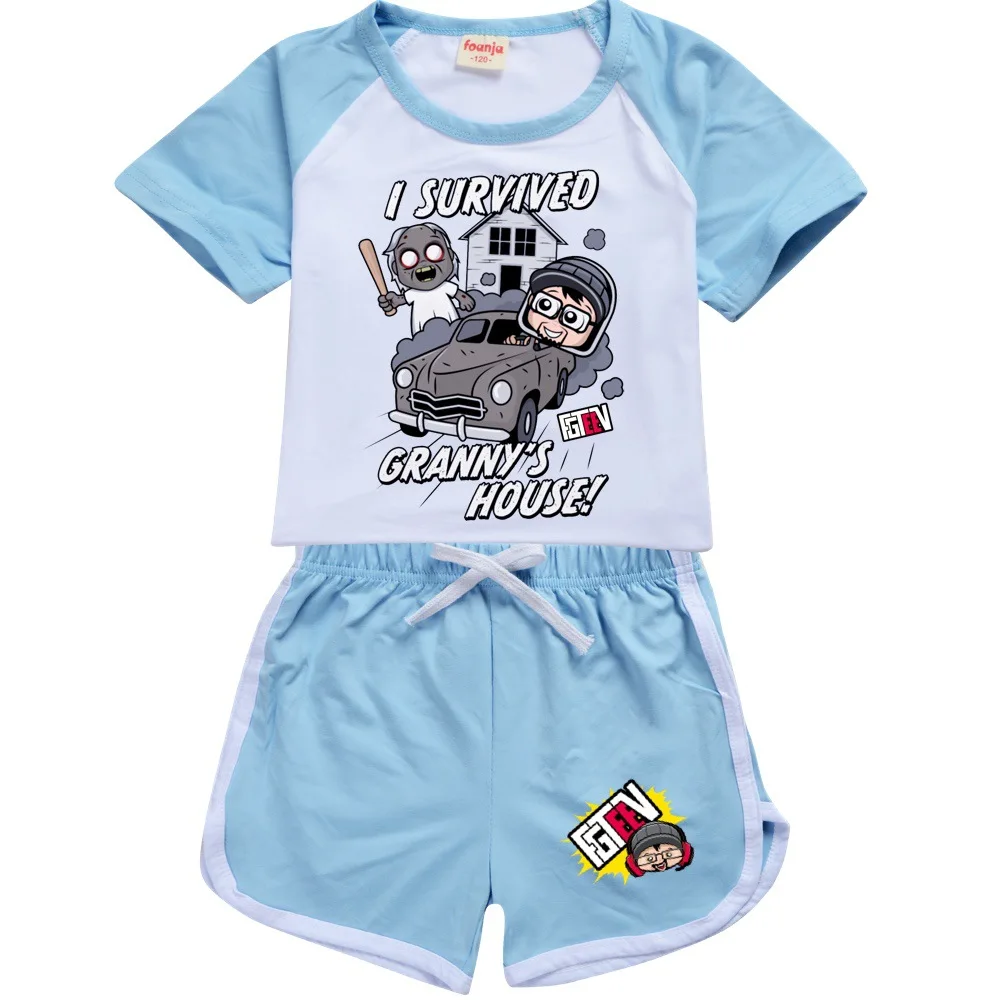 Fgteev Boutique Kids Clothing Cotton Grils 10 To 12 Teenage T Shirt Shorts Two Piece Set Toddler Boys Sport Tracksuit Set Summer images - 6