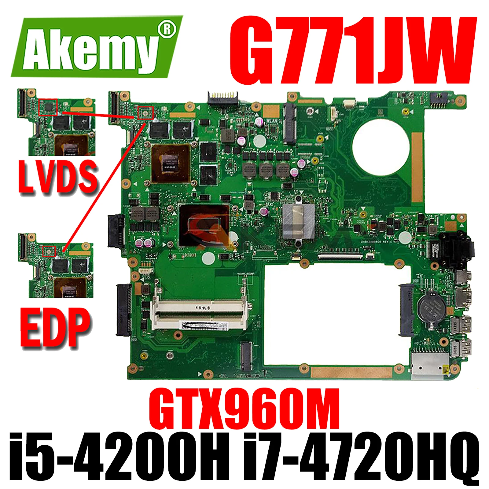 

Материнская плата G771JW для ноутбука ASUS G771JM, G771JW, G771J, G771, оригинальная материнская плата для ноутбука с стандартным i7-4720HQ процессором GTX960M GPU