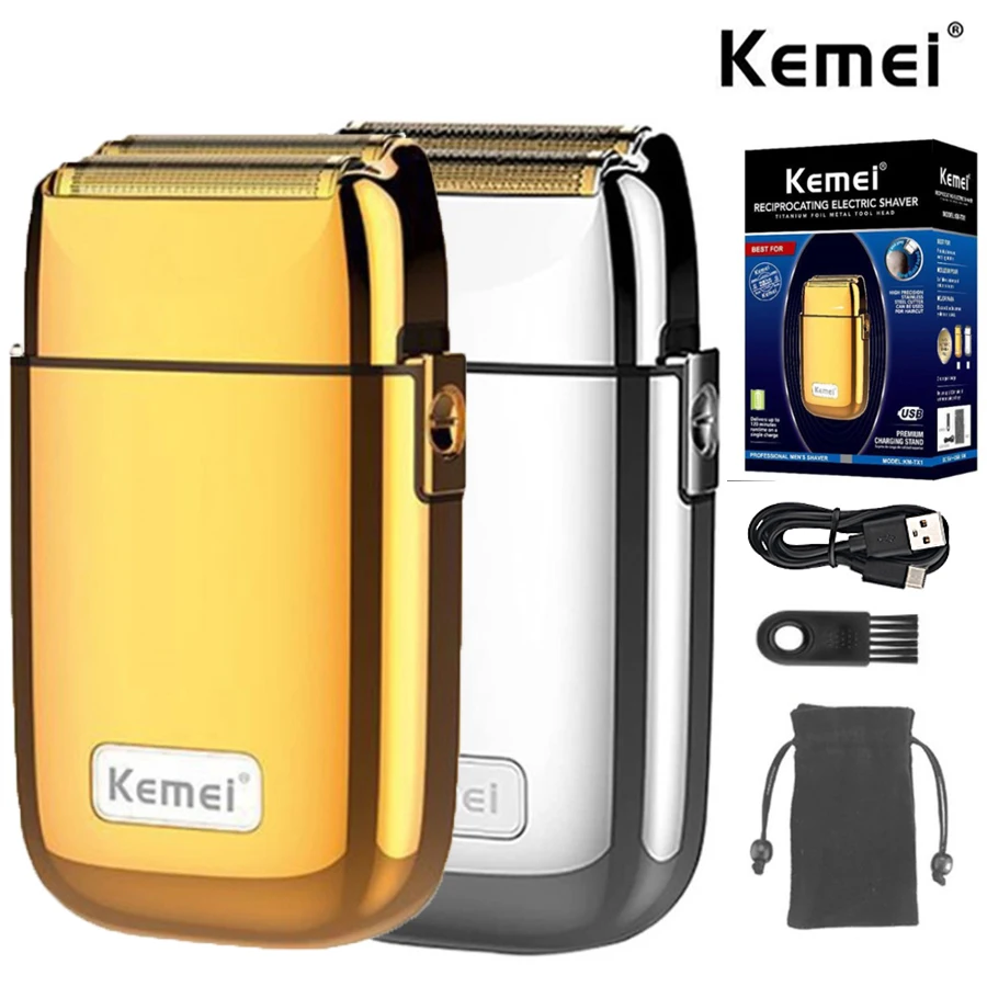 Электробритва Kemei Pro — Беспроводная Бритва С Двойной Металлической Фольгой И
