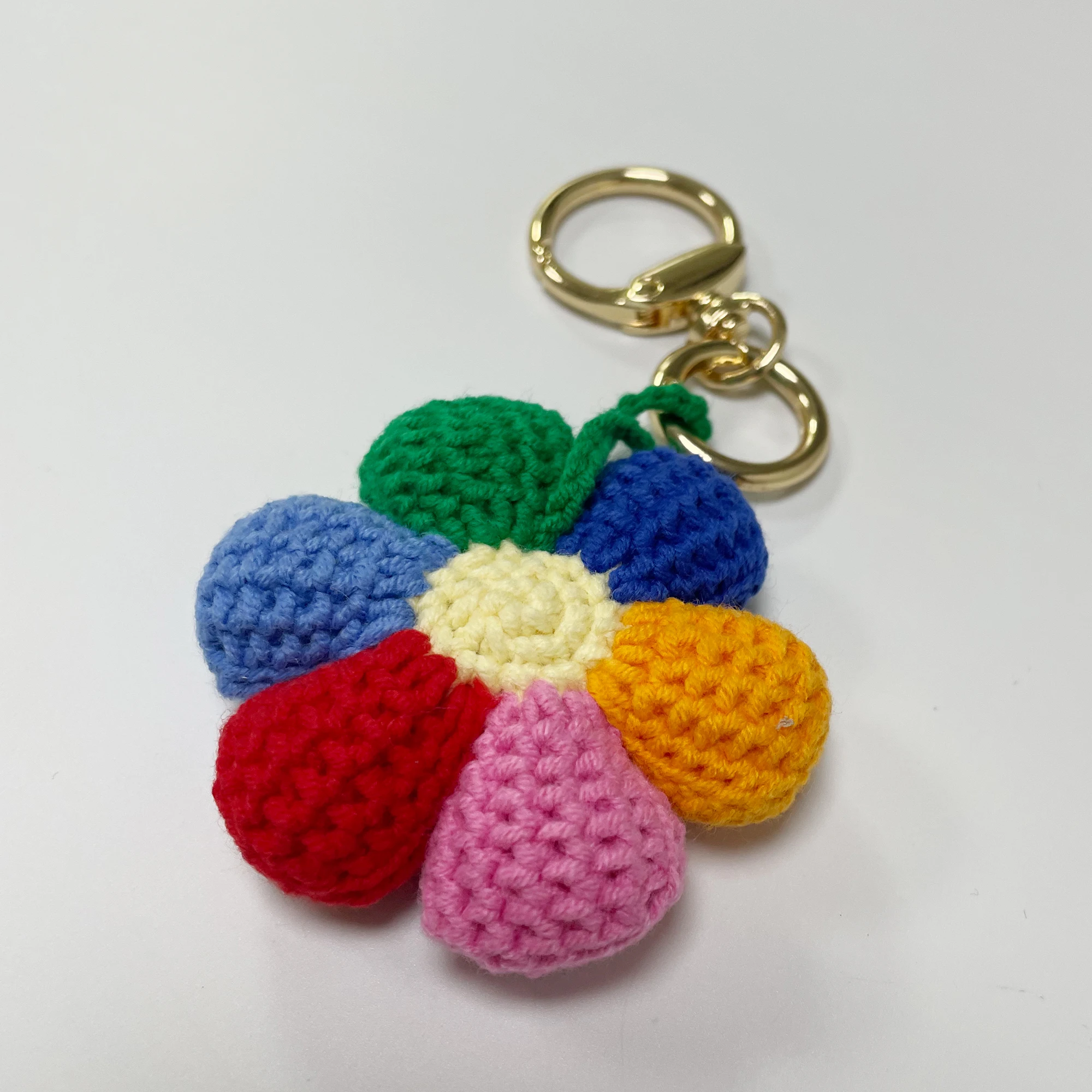 

Afghan Flowers New Handmade Woolen Knitting Flowers Small Charm Car Key Ring Girls Bag Charm Jewellery